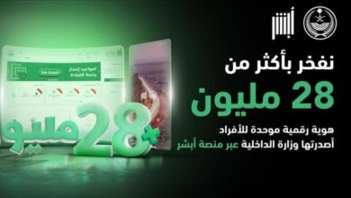 Photo of لخدمة أكثر من 28 مليون هوية رقمية.. منصة «أبشر» حلول رقمية تسابق الزمن